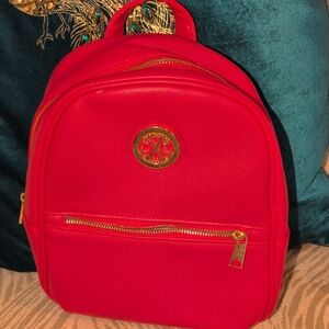 Red Christian Lecroix Backpack with Gold Details NWT